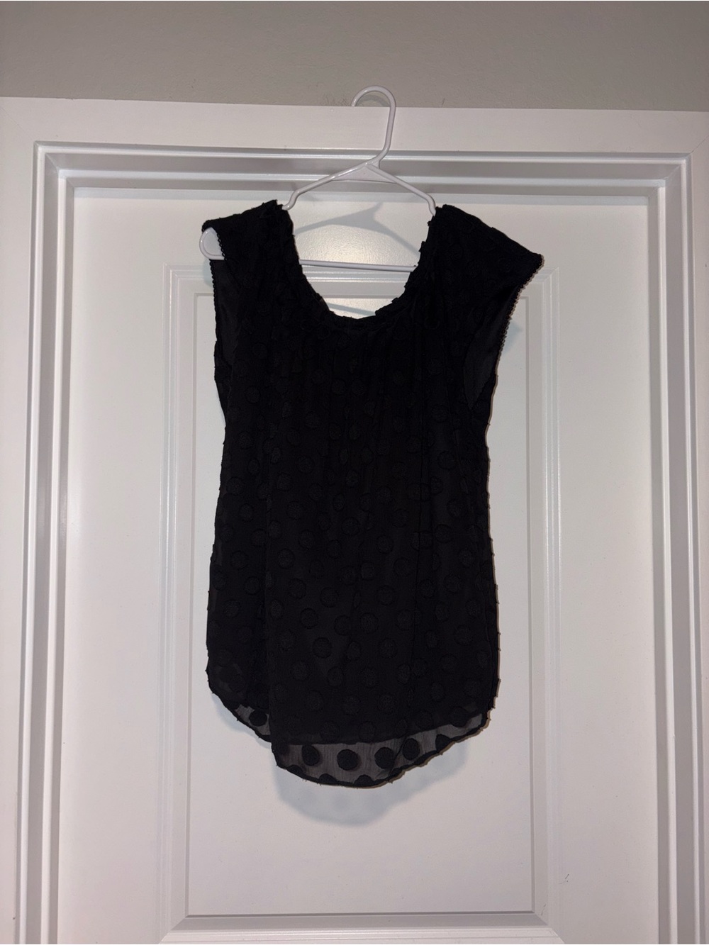 LC Lauren Conrad Black Polka Dot Sleeveless Blouse